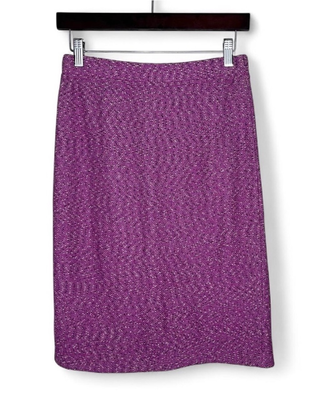 Vintage St John Fuchsia Pink Pull On High Waist Tweed Pencil Skirt Size 4